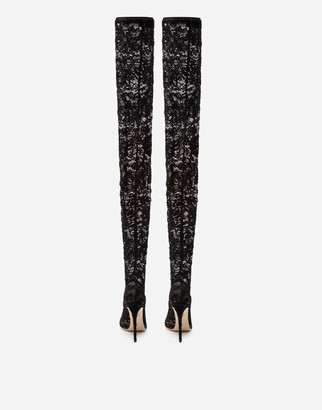 Dolce & Gabbana Stretch lace and gros-grain boots