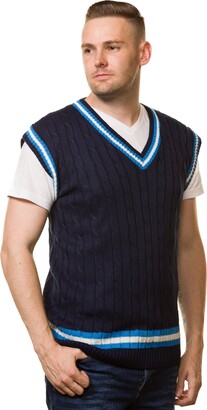 Bay eCom UK Mens Cricket Jumper V Neck Sleeveless Casual wear Cable Knitted Tank top S to XL (Large