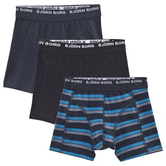 Bjorn Borg Black and Blue Three Pack Stripe Boxer Shorts