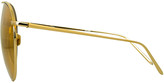 Thumbnail for your product : Linda Farrow Semi-Rimless Mirrored Aviator Sunglasses, Gold