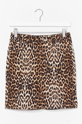 leopard print denim skirt