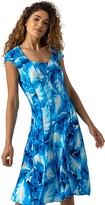 Thumbnail for your product : Roman Originals Panel Dress for Women UK Ladies Skater Summer Spring Stretchy Fit & Flare Jersey Midi Work Casual Strappy Sleeveless Sweetheart Knee Length A Line Swing - Aqua Blue Green - Size 14