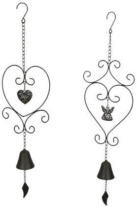 Transpac Metal Angel & Heart Hanging Wind Chime Bell Outdoor Home Garden Decor Set of 2