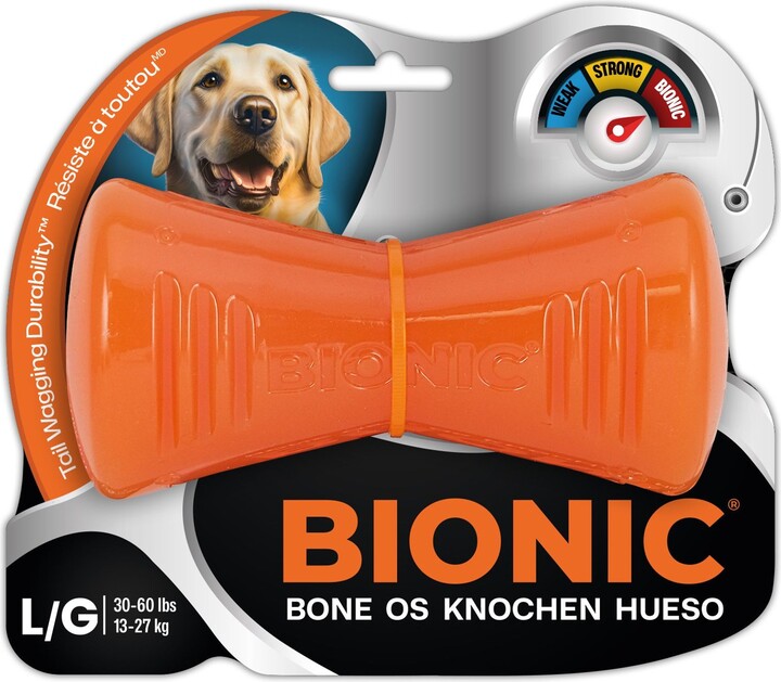 Bionic Bone Tough Treating Dog Chew Toy, Orange, Large: 6-in