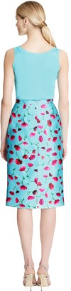 Oscar de la Renta Exclusive Floral-Print Silk Twill Pencil Skirt