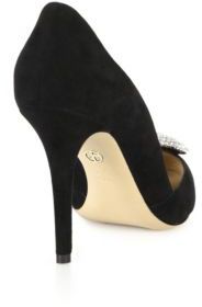 Giorgio Armani Embellished Suede d'Orsay Point Toe Pumps