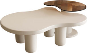 Ivy Bronx Modern Nesting Coffee Tables Irregular Design with Glass Top for Living Room Easy to Assemble