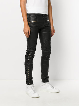 Balmain lace-up leather trousers