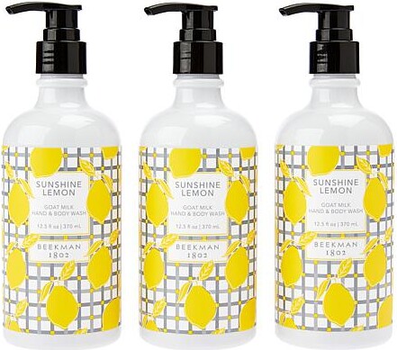 Beekman 1802 Goat Milk Hand & Body Wash 3-Piece Set - Sunshine Lemon