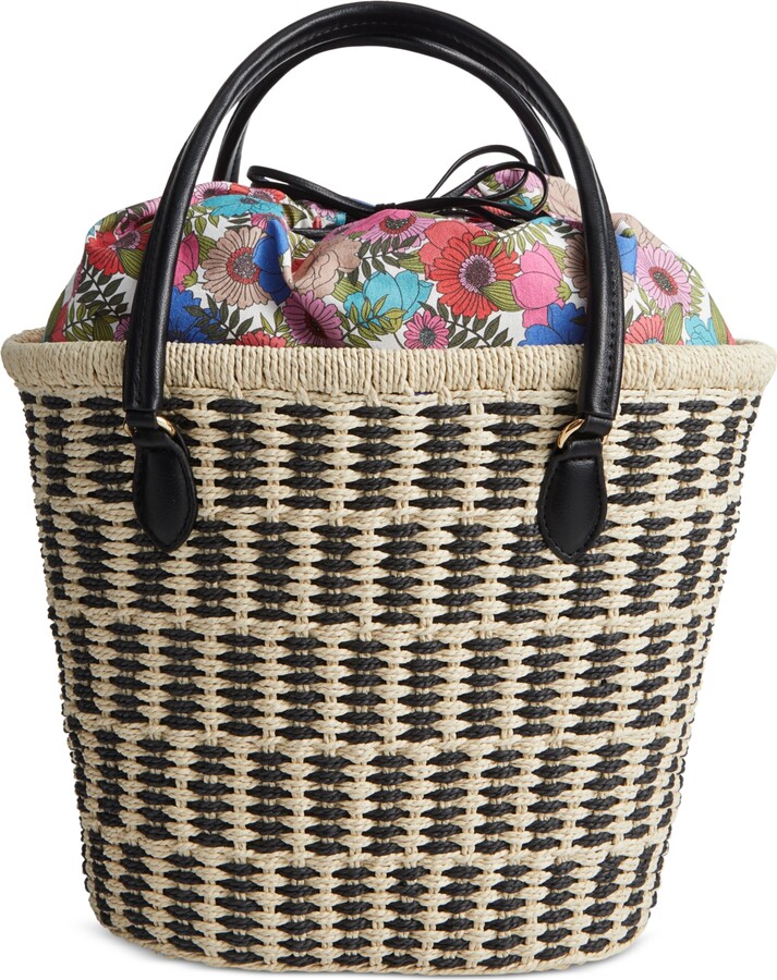On 34th Isabellaa Straw Tote Bag, Created for Macy's Straw/blk