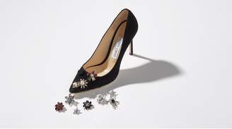 Jimmy Choo SUMMER Denim Mix Metal with Crystals and Pearls Shoe Buttons