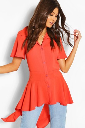 boohoo Button Front Shirt With Waterfall Hem
