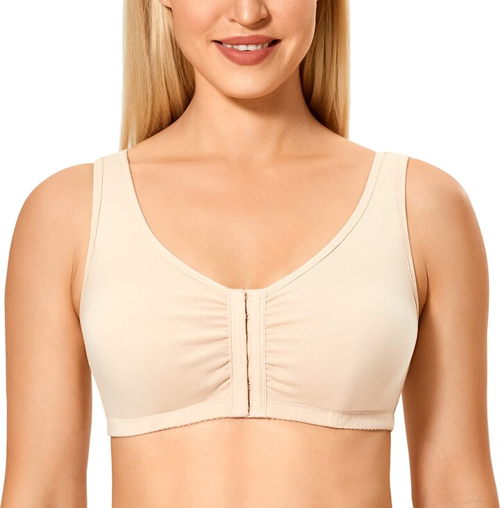 LAUDINE Women's Full Coverage Front Closure Wire Free Back Support