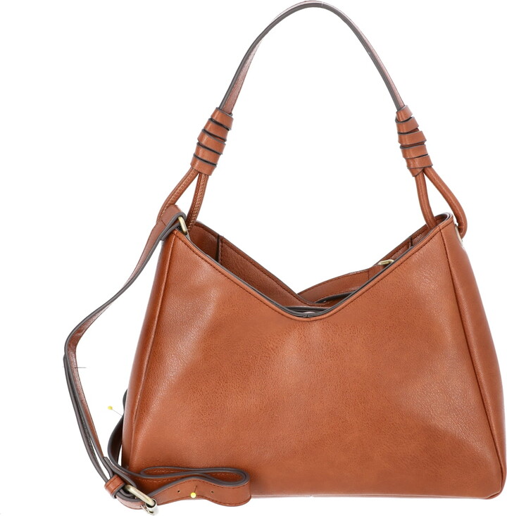 Time and Tru Women’s River Faux Leather Small Hobo Shoulder Bag, Cognac