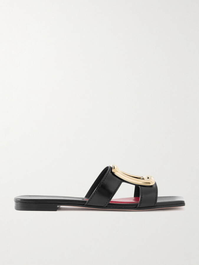 Roger Vivier Nagoya Embellished Cutout Leather Slides - Black