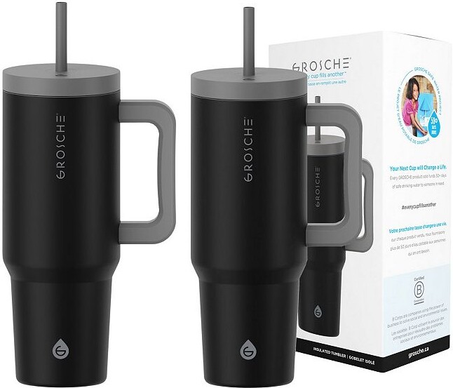 Grosche ASPEN 40-oz. Tumbler with Handle and Straw 2-pk.