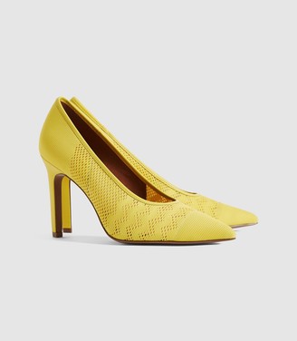 Reiss Zena - Mesh Court Shoes in Yellow