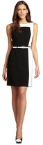 Thumbnail for your product : Tahari ASL black and ivory belted stretch sleeveless dress