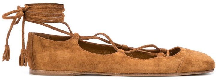 suede ballerina pumps