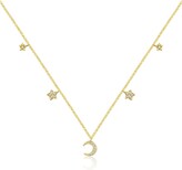 Thumbnail for your product : Genevieve Collection Women's Yellow / Orange 18K Yellow Gold Moon & Star Shape Diamond Necklace Choker