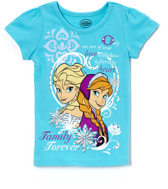 Children's Apparel Network Turquoise 'Family Forever' Anna & Elsa Tee - Girls