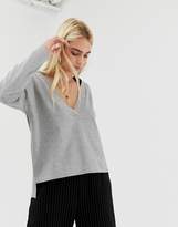 Thumbnail for your product : Noisy May deep v-neck sweatshirt in gray