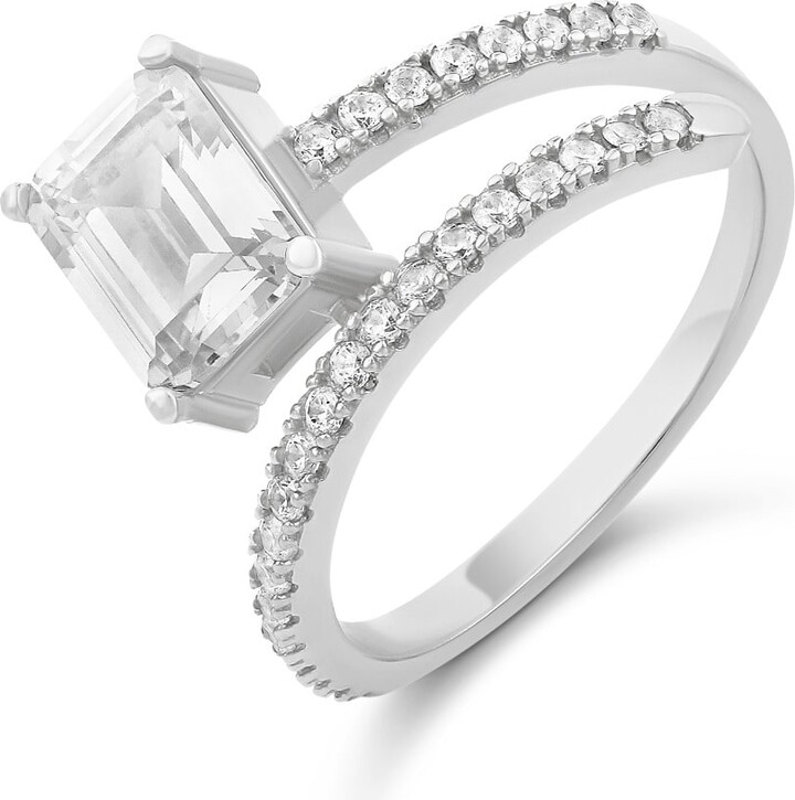 SHYMI Half Way Around Emerald Statement Ring - Silver