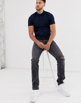 Thumbnail for your product : ASOS DESIGN muscle fit longline polo in navy