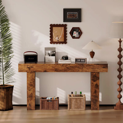 17 Stories Farmhouse Entryway Console Table 63\