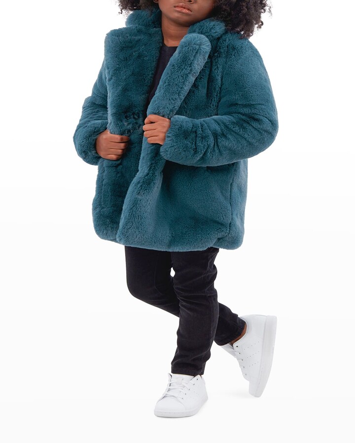 CrunchyCucumber Soft Faux Fur Half Coat Girls Fall Winter