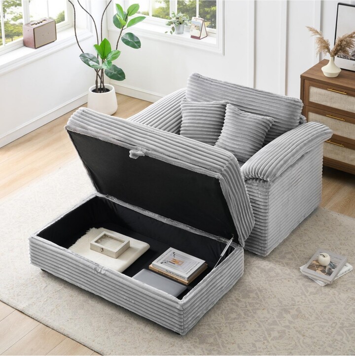 Streamdale Furniture Corduroy Armchair Set w/ Usb & Storage