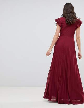 ASOS Tall DESIGN TALL pleated maxi dress with flutter sleeve