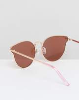 Thumbnail for your product : South Beach Rose Gold Cateye Sunglasses With Flash Lens