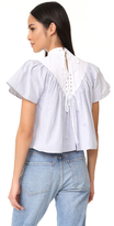 Thumbnail for your product : Sea Lace Up Striped Cotton Blouse