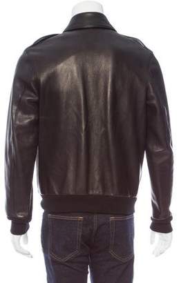 Maxwell Snow Leather Rib Knit-Trimmed Jacket