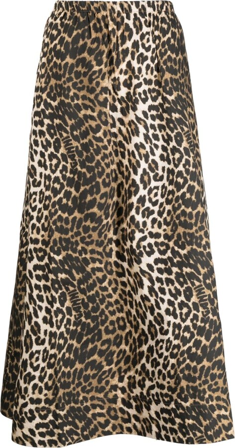 Ganni Silk Leopard Midi Skirt Ganni Leopard-Print Midi Skirt ShopStyle