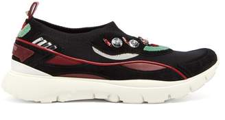 Valentino Heroes Crystal Embellished Sock Trainers - Womens - Black Red