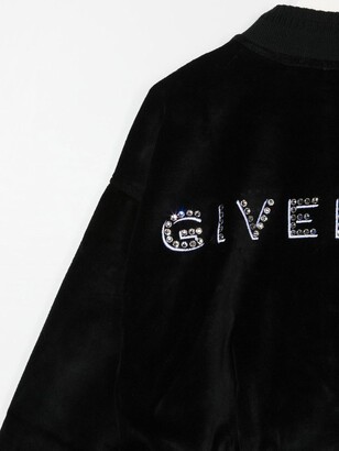 Givenchy Kids Rhinestone Logo Bomber Jacket
