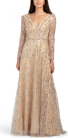 TJMAXX Long Sleeve Embellished Gown For Women, Polyester