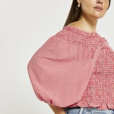 Thumbnail for your product : River Island Womens Plus Red gingham shirRed bardot top