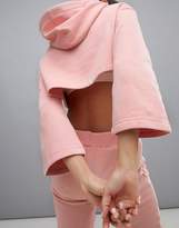 Thumbnail for your product : South Beach Bell Sleeve Crop Hoodie In Blush