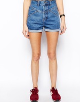 Thumbnail for your product : ASOS Denim Mom Shorts with Western Styling