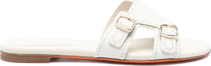 Santoni Leather Flat Sandals
