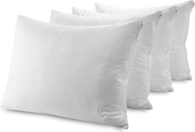 2pc Zipper Microfiber Pillow Protector Waterproof Bed Bug Proof Hypoallergenic 
