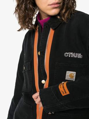 Heron Preston x carhartt orange contrast zip workwear jacket