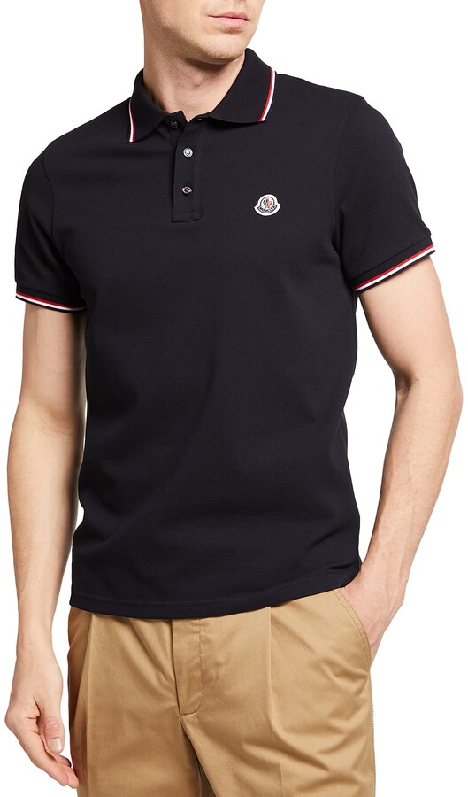 Moncler Men's Tipped Cotton Pique Polo Shirt - ShopStyle