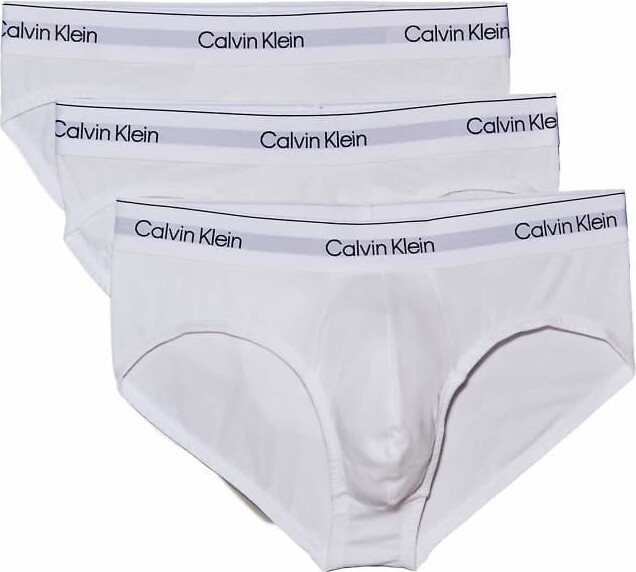 Calvin Klein Icon Cotton Stretch 3 pack hip briefs in triple white
