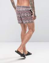 Thumbnail for your product : ASOS Swim Shorts With Aztec Print In Acid Wash Short Length
