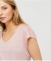 Thumbnail for your product : Monsoon Liza Stitch Detail Linen T-shirt - Blush Pink