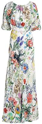 Lela Rose Wild Flower Georgette A-Line Maxi Dress